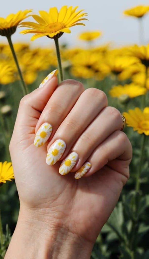 A bright and sunny field of golden daisies in full bloom