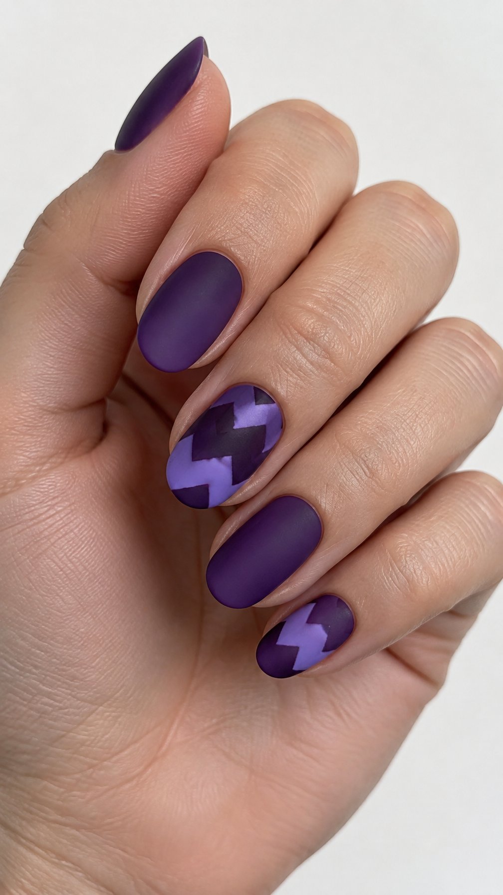 Purple zigzag nail designs and solid purple nails